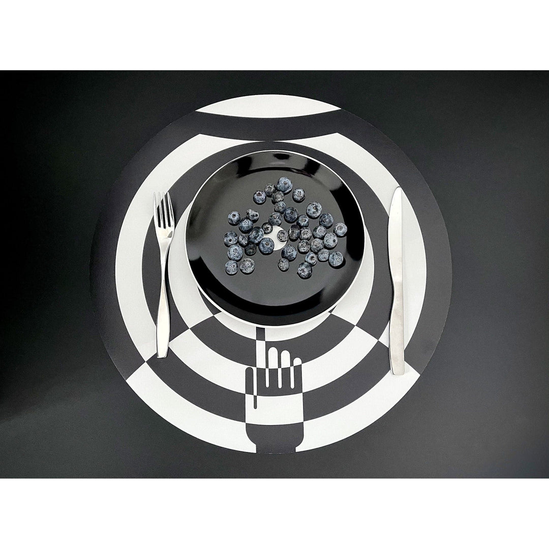 Vinyl Placemats CONCENTRICA Black and White Hand 02