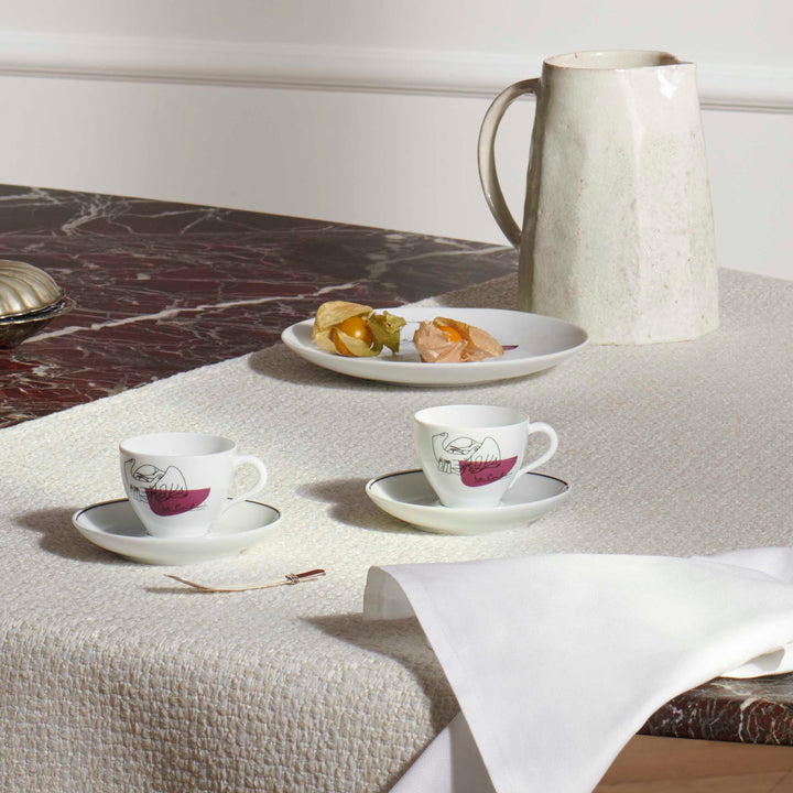 Porcelain Coffee Set SERVICE PRUNIER Set of Two, designed by Richard Ginori for Cassina 02