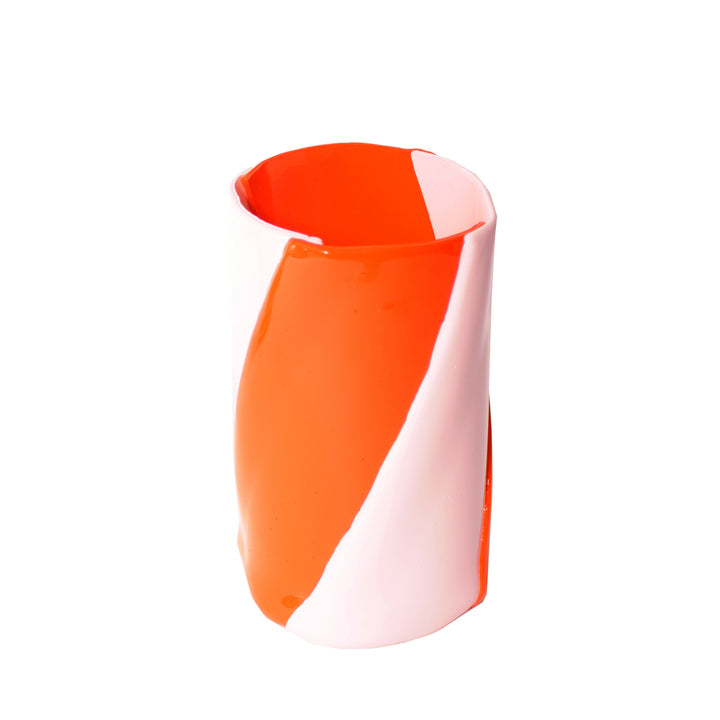 Resin Vase TWIRL Orange and Pink by Enzo Mari for Lezioni 03