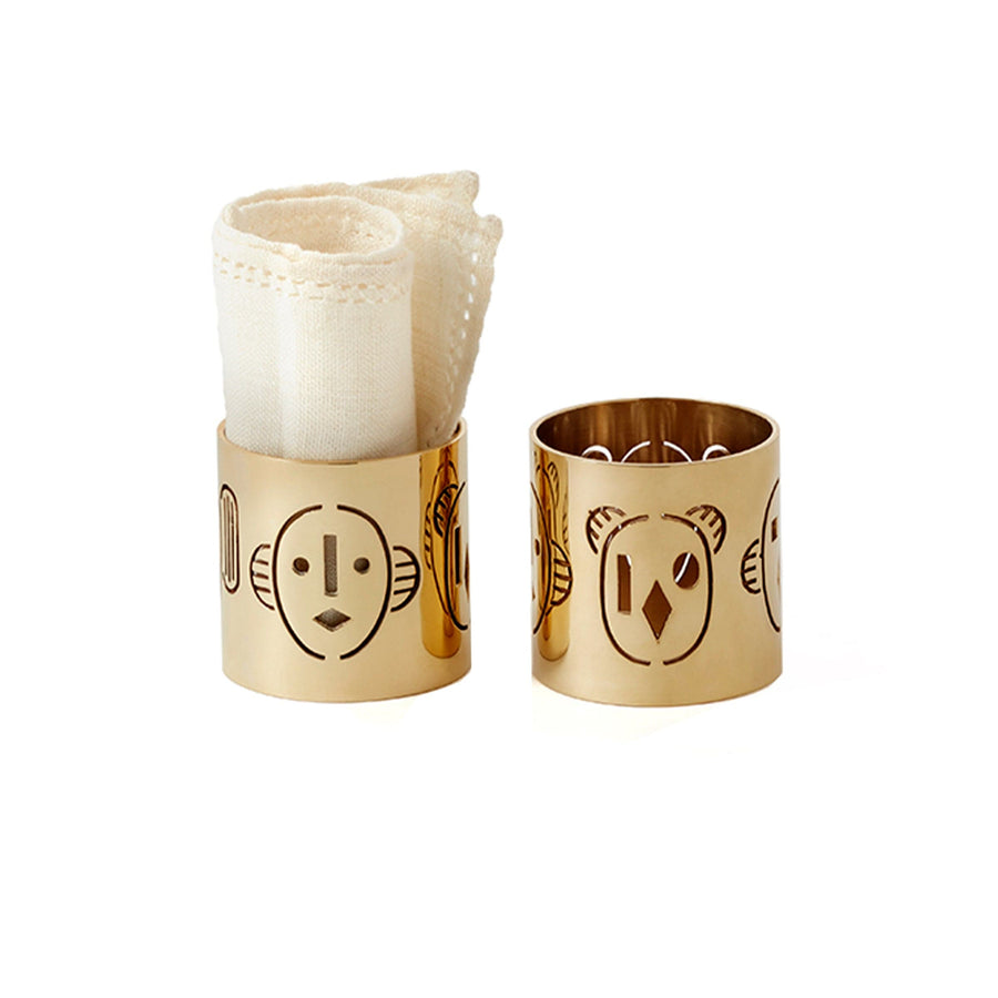 Brass Napkin Holders MASKI Set of Two by Jaime Hayon for Paola C 01