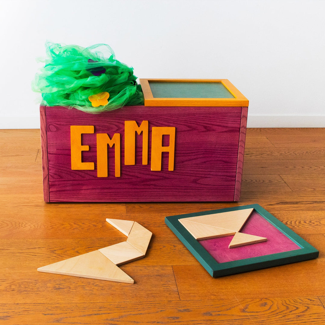 Kids Wood Toy Box and Bench PARALLELEPIPEDON by Evolwood 08
