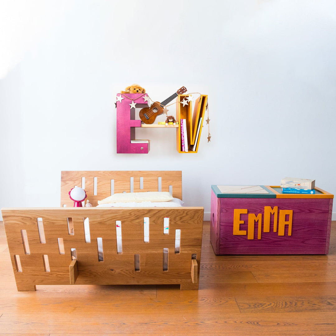 Kids Wood Bookcase MENSOLETTERA Open by Evolwood 03