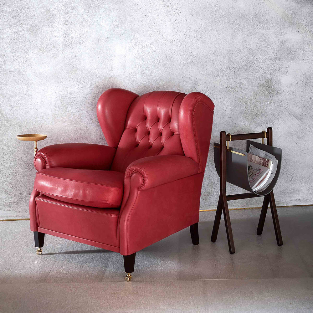 Leather Wingback Armchair 1919 by Renzo Frau for Poltrona Frau 06