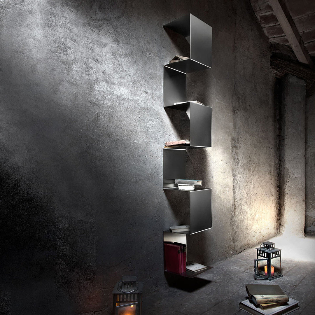 Steel Bookcase SEGMENTO INOX 180 by C. Cangia and G. Mazzardi 02
