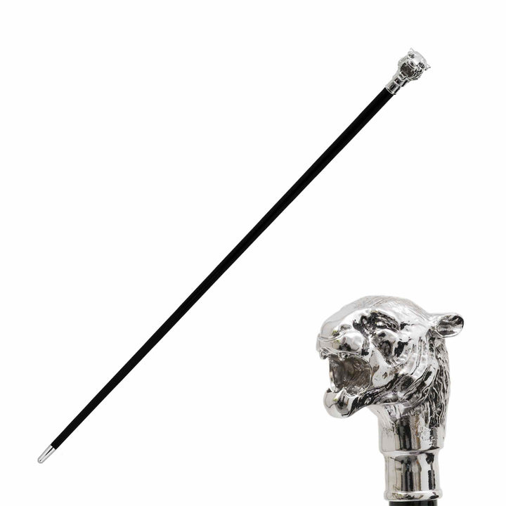 Cane TIGER with Silver-Plated Resin Handle 01