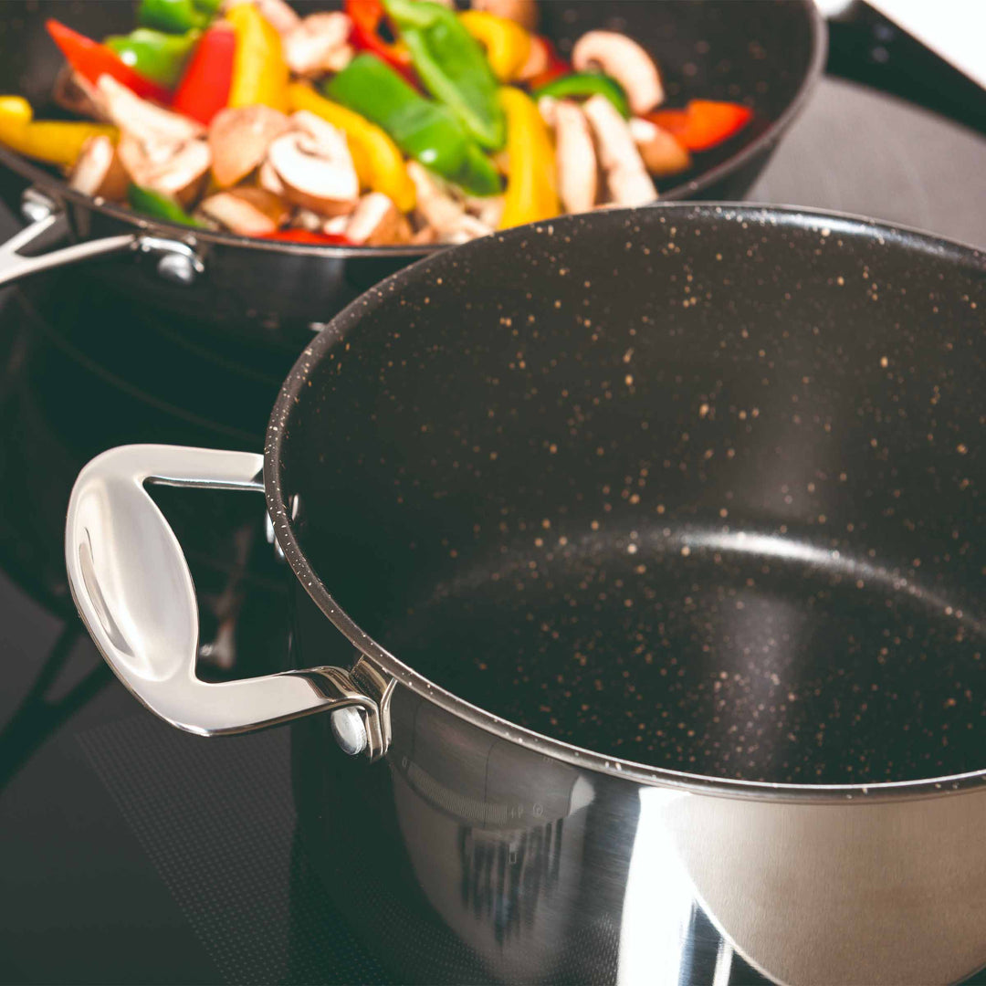 Stainless Steel Pan CASSEROLE GLAMOUR STONE Set of Three by Mepra 02