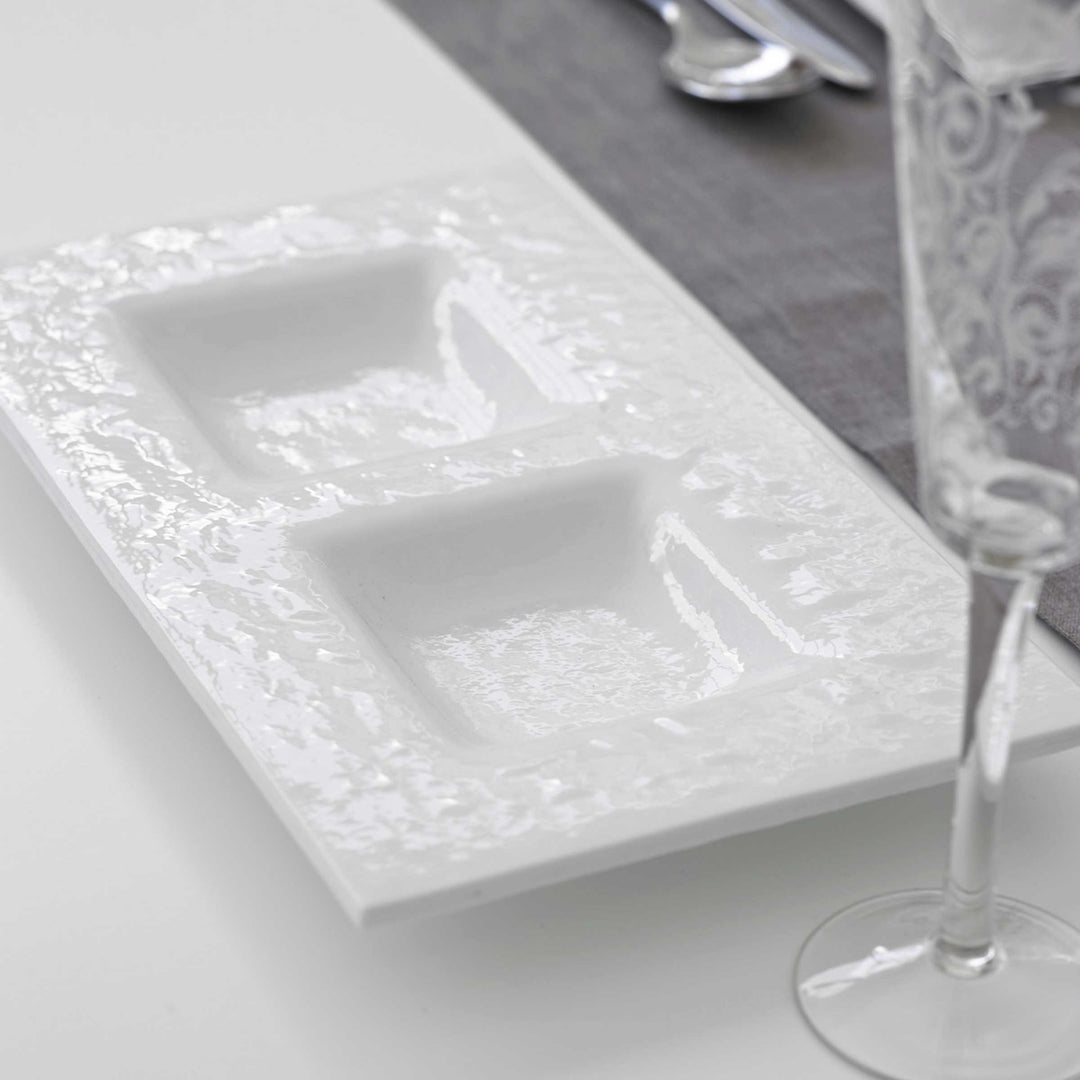 Murano Glass Divided Serving Platter TOTAL WHITE by D.i. Più Andretto Design 02