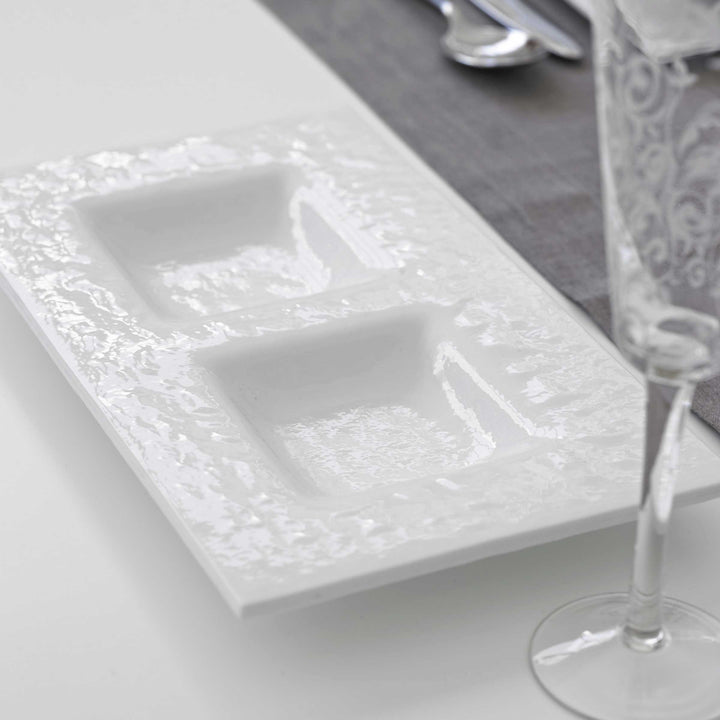 Murano Glass Divided Serving Platter TOTAL WHITE by D.i. Più Andretto Design 02