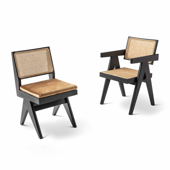 Wood and Vienna Straw Chair CAPITOL COMPLEX OFFICE CHAIR Hommage à Pierre Jeanneret, designed by Cassina 06