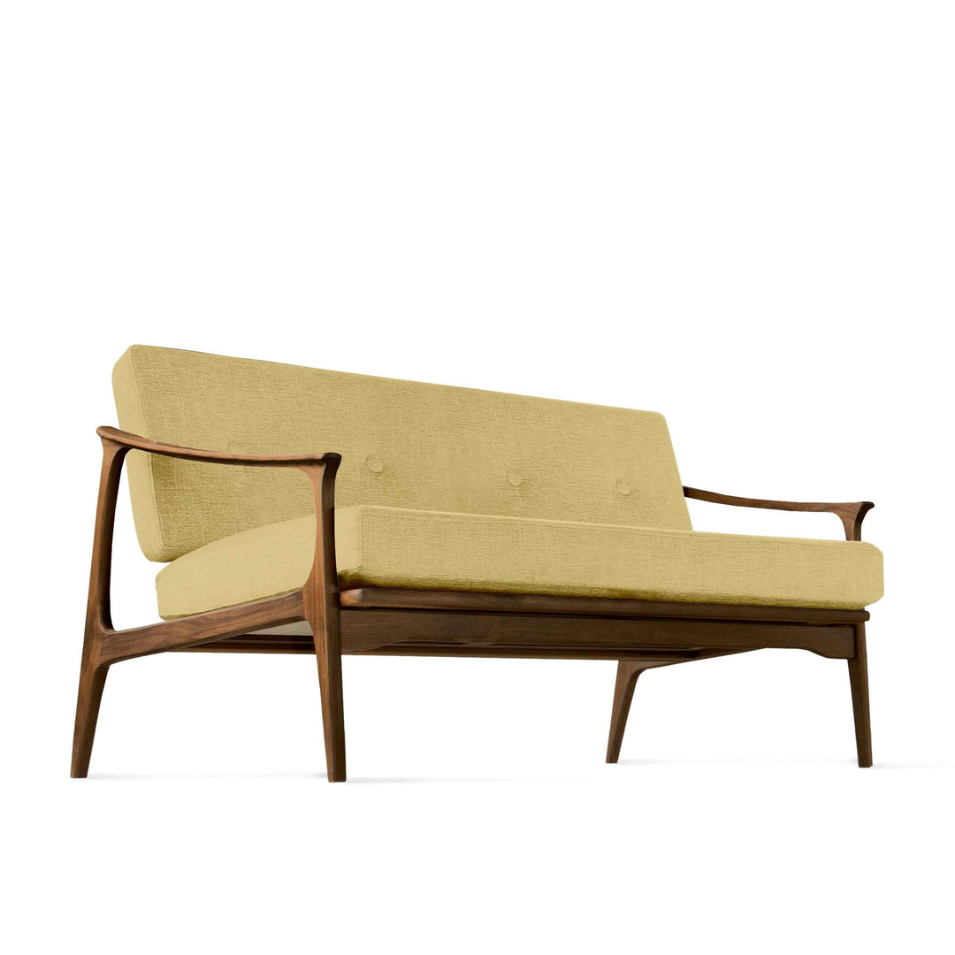 Natural Walnut Wood Two-Seater Sofa QUIETE 011