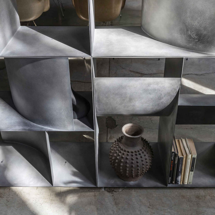 Double Sided Metal Floor Standing Bookcase JUDD BASE by Alessandro Di Prisco for Mogg 012