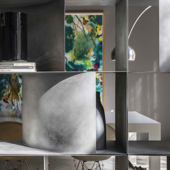 Double Sided Metal Floor Standing Bookcase JUDD BASE by Alessandro Di Prisco for Mogg 06