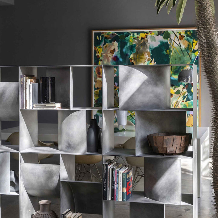 Double Sided Metal Floor Standing Bookcase JUDD BASE by Alessandro Di Prisco for Mogg 08