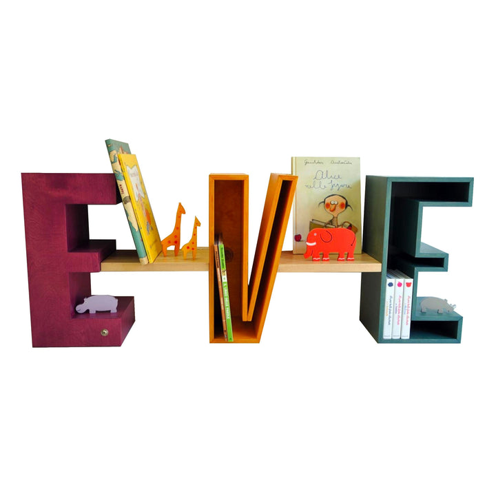 Kids Wood Bookcase MENSOLETTERA by Evolwood 01