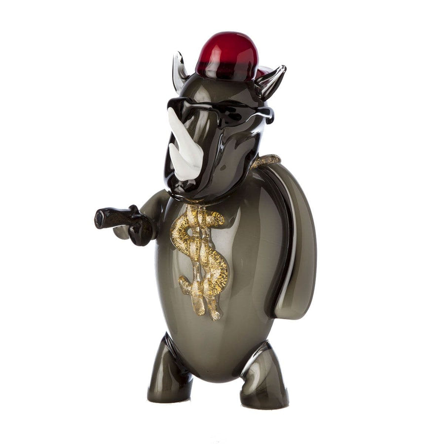 Murano Glass Sculpture GANGSTA RHINO by Wave Murano Glass 01