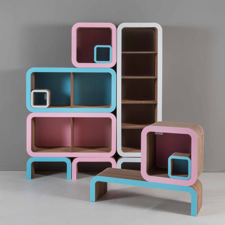 Modular Cardboard Bookcase MORETTO 135 Closed Back 012