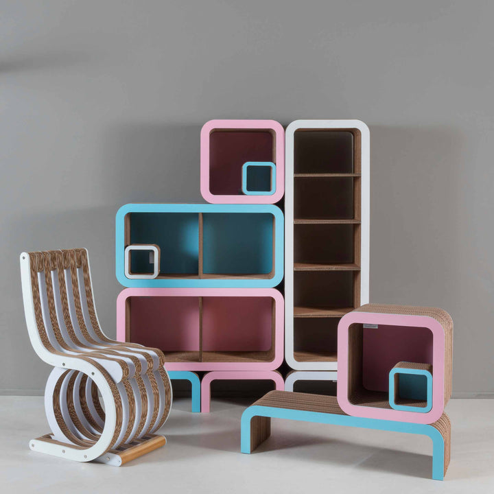 Modular Cardboard Bookcase MORETTO 135 Closed Back 02