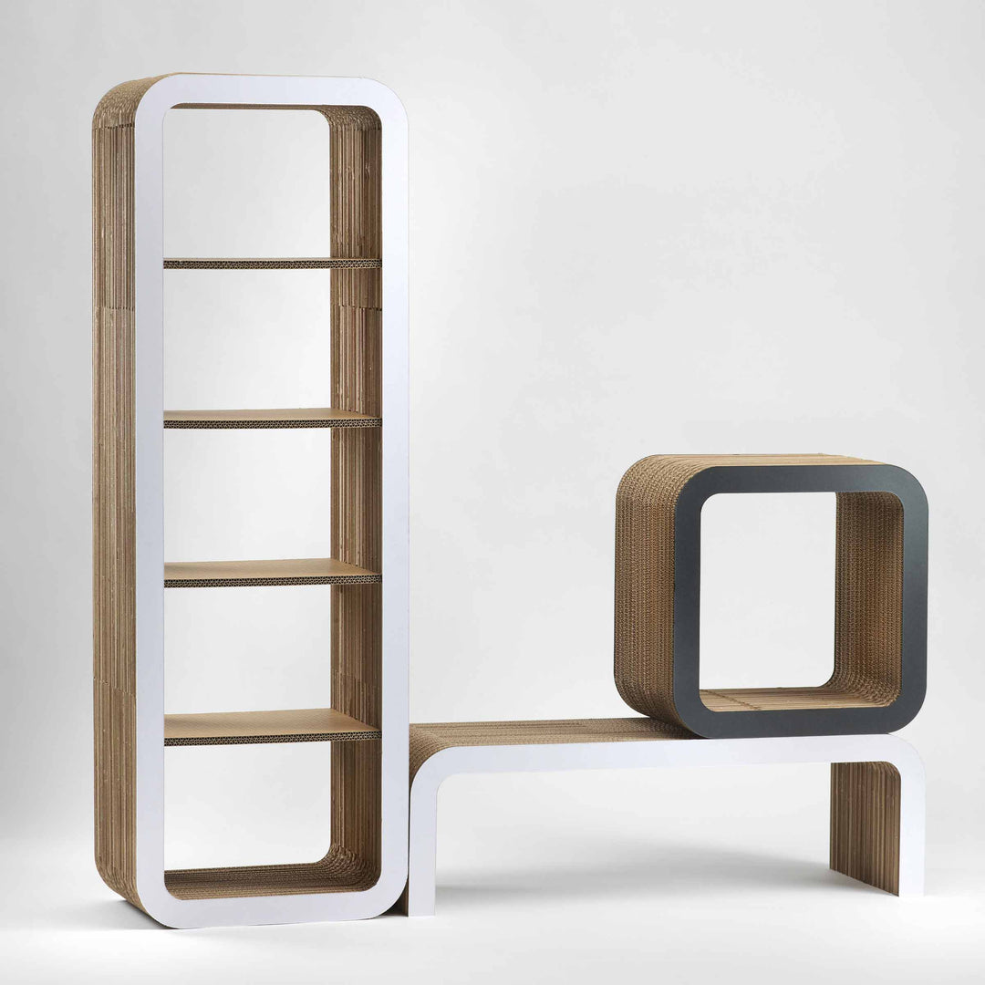 Modular Cardboard Shelf MORETTO Set of Two 45 Open Back by Lessmore 02