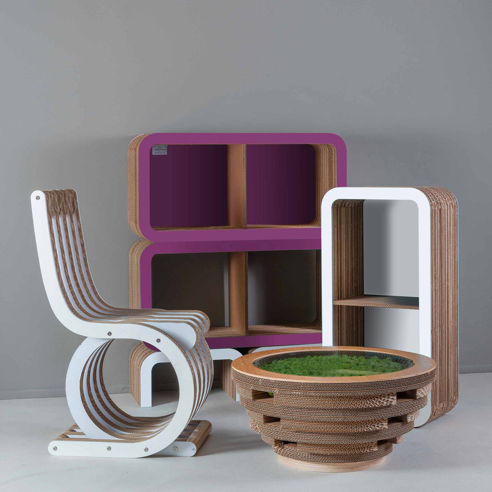 Modular Cardboard Bookcase MORETTO 90 Closed Back 02