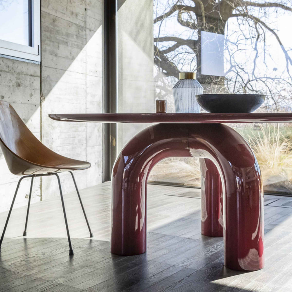 Wood Round Dining Table ELEPHANTE by Marcantonio for Mogg 015