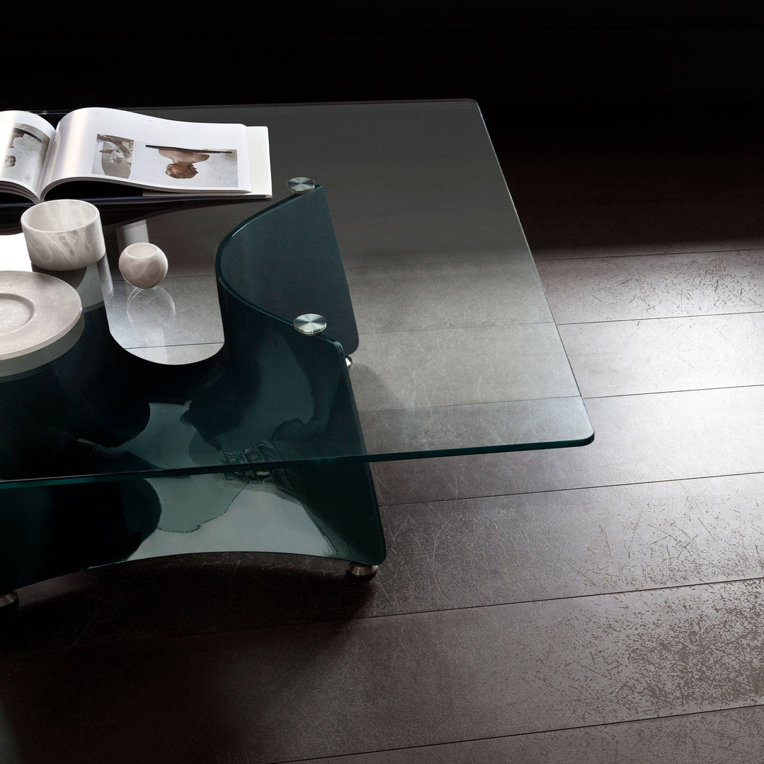 Crystal and Alluminium Square Coffee Table BENTZ 130 by Jeff Miller 03